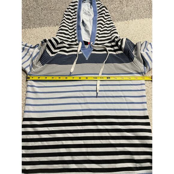 Twik by Simons Womens Medium Striped Pullover Hoodie Sweatshirt Blue Black White - Picture 3 of 9